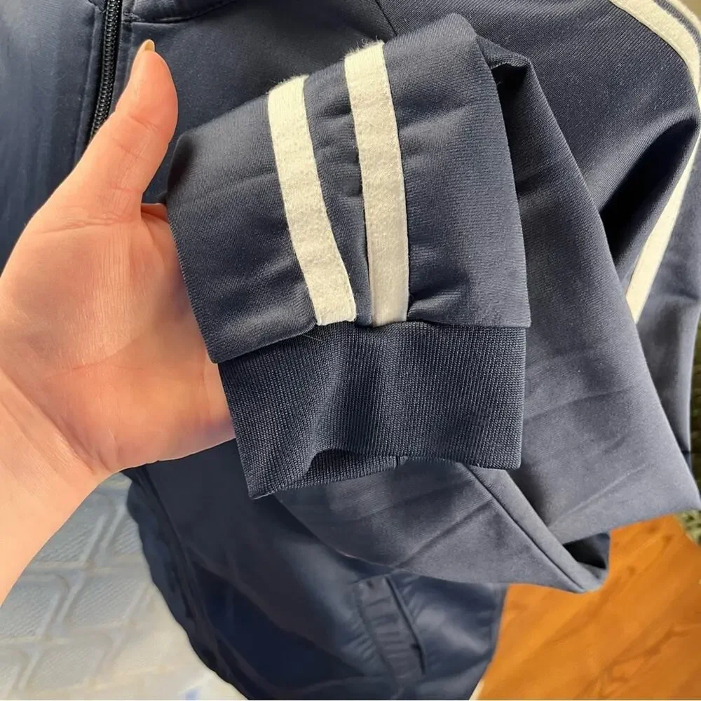 OLD NAVY | Navy Blue Raglan Long Sleeve Zip-Up 2 Striped Details‎ Sweatshirt